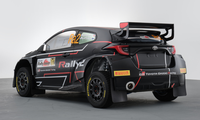 ▲GR YARIS Rally2 Conceptは専用チューニングのG16E-GTSエンジンやシーケンシャルトランスミッション、専用セッティングの前後マクファーソンストラット式サスペンション、ロールケージ、リアウィングなどを採用する