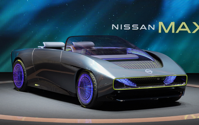 ▲長期ビジョン「Nissan Ambition 2030」を発表した際にバーチャルで公開したEVオープンカーのコンセプトモデル「Max-Out」の実車が初公開
