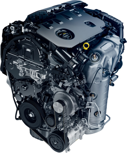 ▲パワーユニットには最高出力130ps/3750rpm、最大トルク300Nm/1750rpmを発生する“BlueHDi”1498cc直列4気筒DOHCコモンレール式直噴ディーゼルターボエンジンを搭載