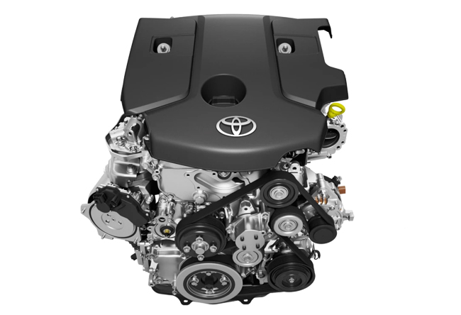 ▲ディーゼルモデルは最新の1GD-FTV型2754cc直列4気筒DOHCコモンレール式直噴インタークーラー付ターボディーゼルエンジンを搭載。最高出力は204ps/3000~3400rpm、最大トルクは500Nm/1600~2800rpmを発生する