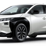 ▲SUBARUソルテラ・ET-HS AWD　価格：605万円　全長4690×全幅1860×全高1650mm　ホイールベース2850mm　車重2000kg　乗車定員5名　一充電走行距離（WLTCモード）687km　交流電力量消費率（WLTCモード）121Wh/km　写真のボディカラーはプラチナホワイトパールマイカ／アティチュードブラックマイカ