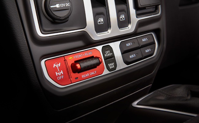 ▲パワートレインには1995cc直列4気筒DOHCターボエンジン(272ps/400Nm)+電子制御8速ATを搭載し、機構面ではロックトラックフルタイム4×4システム、電子制御式フロントスウェイバーディスコネクトシステム、セレクスピードコントロールを採用する