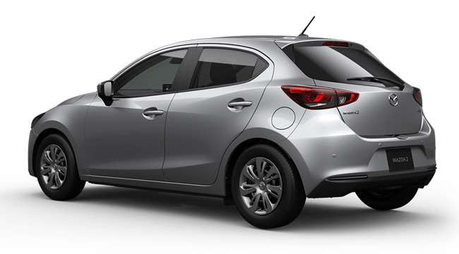 ▲マツダ2・15C Ⅱ(2WD) 価格:6EC-AT 172万400円 全長4080×全幅1695×全高1500mm ホイールベース2570mm 車重1090kg 乗車定員5名 WLTCモード燃費20.3km/リットル 写真のボディカラーはソニックシルバーメタリック