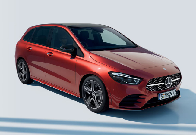 ▲メルセデス・ベンツB180 Urban Stars 価格:575万円 全長4430×全幅1795×全高1550mm ホイールベース2730mm 車重1480㎏ 乗車定員5名 WLTCモード燃費16.4km/リットル 写真のボディカラーはMANUFAKTURパタゴニアレッド(メタリック)