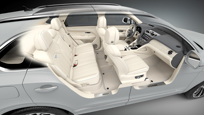 ▲メインハイドに「リネン」、セカンダリーハイドに「グラヴィティグレー」を組み合わせたうえで、Something Blueのテーマを象徴するライトブルーのアクセントを随所に施し、端正でエレガントなキャビン空間を創出