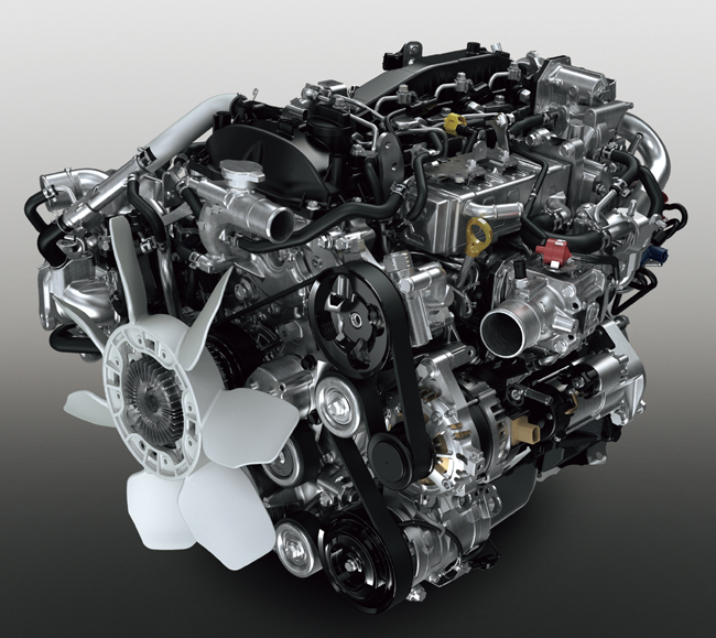▲新世代の3GD-FTV型2999cc直列4気筒コモンレール式直噴ディーゼルターボエンジンを搭載。最高出力は106kW(144ps)/3400rpm、最大トルクは300Nm(30.6kg・m)/1200~3200rpmを発生する