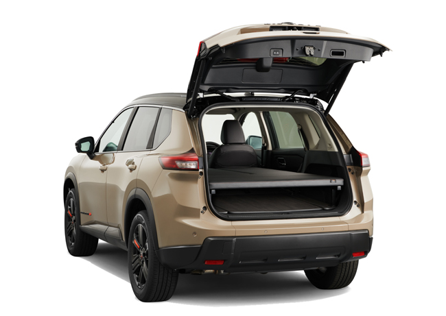 ▲日産エクストレイルROCK CREEK マルチベッド 価格:532万7300円 全長4690×全幅1840×全高1720mm ホイールベース2705mm 車重1880kg 乗車定員5名 写真のボディカラーはキャニオンベージュ/スーパーブラック2トーン