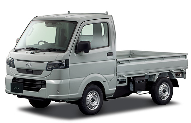 ▲マツダ・スクラムトラックKC (4WD) 価格:5MT137万9400円/4AT145万6400円 全長3395×全幅1475×全高1765mm ホイールベース1905mm 車重MT780/AT790kg WLTCモード燃費MT18.7/AT15.7km/リットル