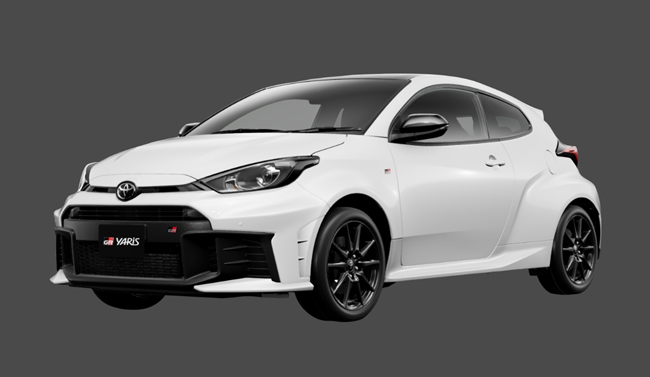 ▲トヨタGRヤリス RC 価格:6MT(iMT)361万7200円/8AT(GR-DAT)396万7200円 全長3995×全幅1805×全高1455mm ホイールベース2560mm 車重6MT(iMT)1240/8AT(GR-DAT)1260kg 乗車定員4名 WLTCモード燃費6MT(iMT)12.4/8AT(GR-DAT)10.8km/リットル 写真のボディカラーはスーパーホワイトⅡ