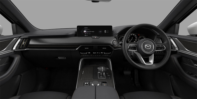 ▲25S Exclusive Mode/XD Drive Edition Nappa Leather Package/XD-HYBRID Drive Edition Nappa Leather Packageのシフトパネルおよびコンソール、ドアトリムの加飾を従来のメッシュメタル:シルバーベゼルからマットブラックヘアライン:シルバーベゼルへ変更