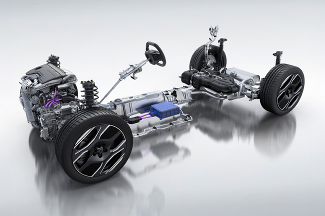 ▲パワートレインは1199cc直列3気筒DOHC直噴ガソリンターボエンジン(136ps/230Nm)に、電子制御6速DCTのトランスミッションに内蔵した電気モーター(15kW/51Nm)と48Vリチウムイオンバッテリーを組み合わせて、前輪駆動のマイルドハイブリッドシステムを構成する