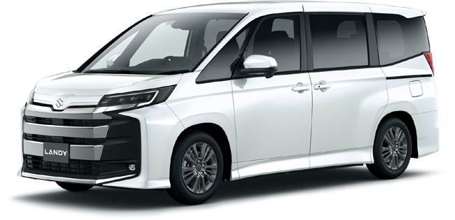 ▲スズキ・ランディ・ハイブリッドG 8名乗り(2WD) 価格:384万5600円 全長4695×全幅1730×全高1845mm ホイールベース2850mm 車重1640㎏ 乗車定員8名 WLTCモード燃費23.6km/リットル 写真のボディカラーはプラチナホワイトパールマイカ