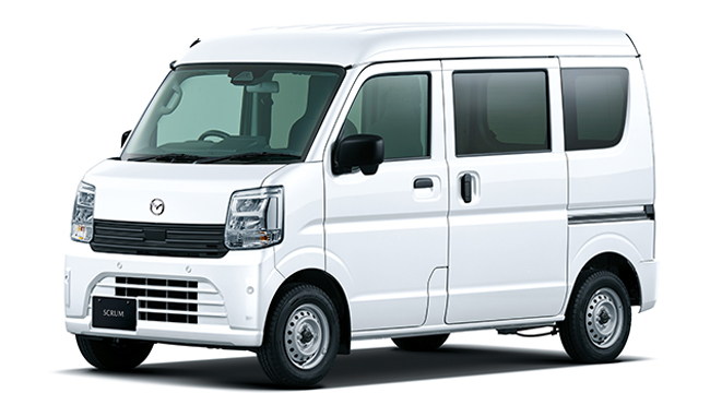 ▲マツダ・スクラムバンPA(2WD、CVT) 価格:144万7600円 全長3395×全幅1475×全高1895㎜ ホイールベース2430mm 車重910kg 乗車定員2(4)名 WLTCモード燃費16.4km/リットル PAグレードのトランスミッションにCVTを新採用。写真のボディカラーはホワイト