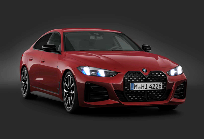▲BMW 420iグランクーペ Edition Shadow 価格:800万円 全長4785×全幅1850×全高1450mm ホイールベース2855mm 車重1670kg 乗車定員5名 WLTCモード燃費13.3km/リットル 写真のボディカラーはファイヤーレッド(メタリック)