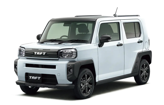 ▲ダイハツ・タフトGターボ“アクティブモード”(2WD) 価格:180万4000円 全長3395×全幅1475×全高1630mm ホイールベース2460mm 車重840kg 乗車定員4名 WLTCモード燃費21.3km/リットル 写真のボディカラーはレイクブルーメタリック