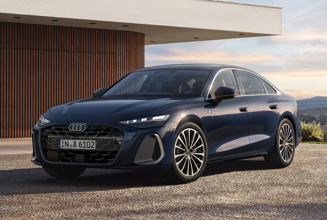 ▲アウディA6 TFSI quattro 200kW 価格:885万円 全長5000×全幅1875×全高1465mm ホイールベース2925mm 車重1980kg 乗車定員5名 WLTCモード燃費15.2km/リットル 写真はS lineパッケージ装着車で、足もとには20インチアルミホイール マルチスポークデザイングラファイトグレーポリッシュトを配備