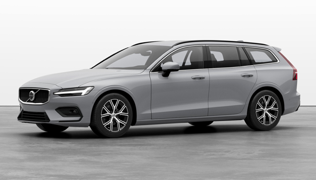 ▲ボルボV60 Core B4 価格:659万円 全長4780×全幅1850×全高1435mm ホイールベース2870mm 車重1690kg 乗車定員5名 WLTCモード燃費15.5km/リットル 写真のボディカラーはヴェイパーグレーメタリック