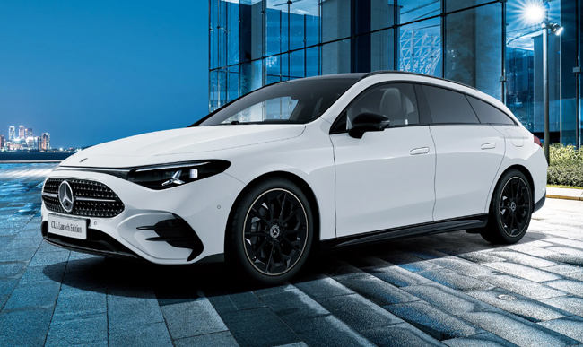 ▲メルセデス・ベンツCLA200シューティングブレーク with EQ Technology Launch Edition 価格:803万円 全長4730×全幅1835×全高1475mm ホイールベース2790mm 車重2050㎏ 乗車定員5名 一充電走行距離(WLTCモード)513km 写真のボディカラーはポーラーホワイト(ソリッド)