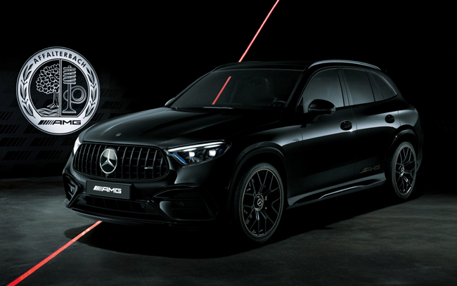 ▲メルセデスAMG GLC53 4MATIC+ Edition Dark Performance 価格:1558万円 ボディカラーは販売台数30台でオブシディアンブラック(メタリック)(写真)を、販売台数20台で50万円高のMANUFAKTUR グラファイトグレーマグノ(マット)を設定