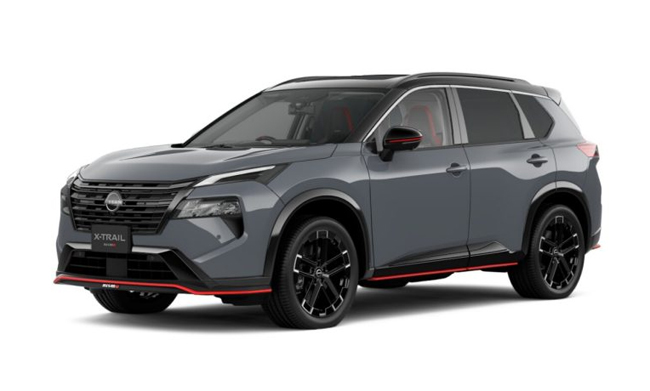 ▲日産エクストレイルNISMO advanced package e-4ORCE 価格:596万2000円 全長4705×全幅1840×全高1720mm ホイールベース2705mm 車重1880kg 乗車定員5名 写真のボディカラーはNISMOステルスグレー/スーパーブラック2トーン